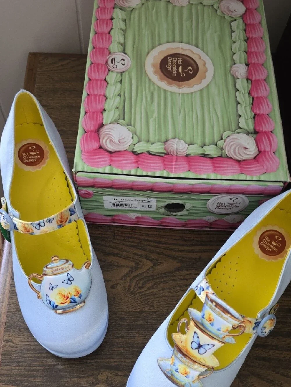 New Hot Chocolate Dress Shoes / Heels w/Tea Set Design Sz 8 US/ Eur 38 - Picture 10 of 16